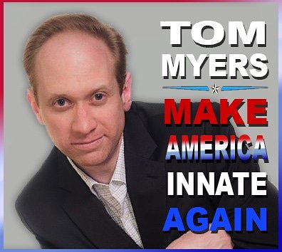 the cover of Tom Myers' Make America Innate Again. it's just a picture of him, his name, and the title.